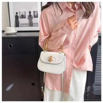 Chic Women's Bamboo Handle Tote Crossbody Handbag
