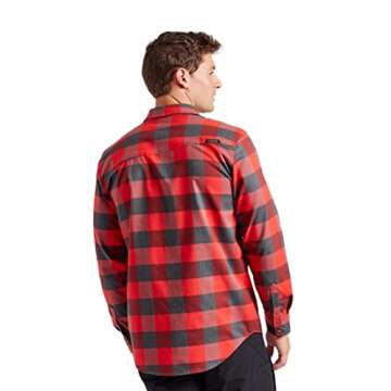 TRUEWERK Men's Tech Flannel Shirt - Stylish, Durable Workwear with Snap Buttons