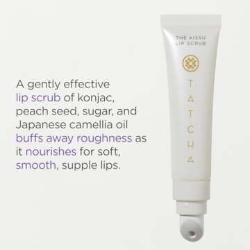 Tatcha Kissu Lip Scrub, Moisturizing Lip Exfoliant with Peach Seed Scrub for Polish, Smooth Lips