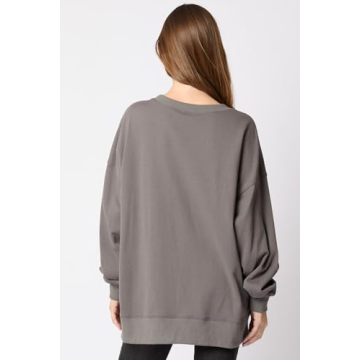 Yiulangde Women's Cute Halloween Sweatshirts Sequin Spooky Ghost Graphic Oversized Pullover Crewneck Long Sleeve Sweater Tops Dark Grey