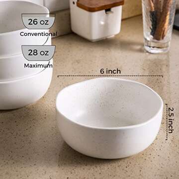 AmorArc Speckled Cereal Bowls Set of 4 for Kitchen, 28oz Large Ceramic Soup Bowls for Cereal Soup No...