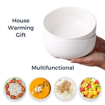 AmorArc Speckled Cereal Bowls Set of 4 for Kitchen, 28oz Large Ceramic Soup Bowls for Cereal Soup Noodle Snacks, Oven,Dishwasher&Microwave Safe Stoneware Bowls with Wavy Rim, Speckled-White