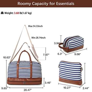 BOSTANTEN Weekender Bags for Women Canvas Carry On Bag Travel Duffle Large Tote Overnight Duffel wit...