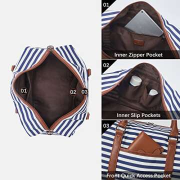 BOSTANTEN Weekender Bags for Women Canvas Carry On Bag Travel Duffle Large Tote Overnight Duffel with Shoe Compartment 3Pcs Set…