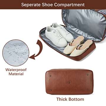 BOSTANTEN Weekender Bags for Women Canvas Carry On Bag Travel Duffle Large Tote Overnight Duffel with Shoe Compartment 3Pcs Set…