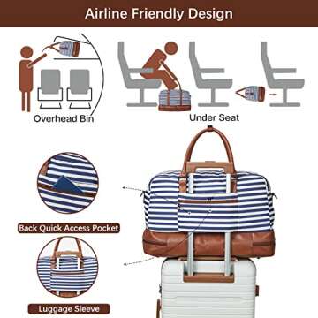 BOSTANTEN Weekender Bags for Women Canvas Carry On Bag Travel Duffle Large Tote Overnight Duffel with Shoe Compartment 3Pcs Set…