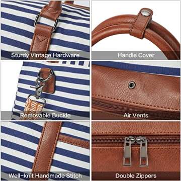 BOSTANTEN Weekender Bags for Women Canvas Carry On Bag Travel Duffle Large Tote Overnight Duffel with Shoe Compartment 3Pcs Set…