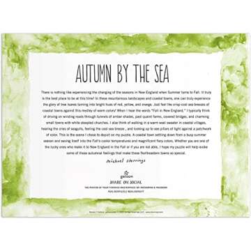 Galison Michael Storrings Autumn by The Sea 1000 Piece Puzzle from Galison - 27" x 20" Beautifully Illustrated Puzzle, Thick & Sturdy Pieces, Perfect Activity for Chilly Fall Weather!