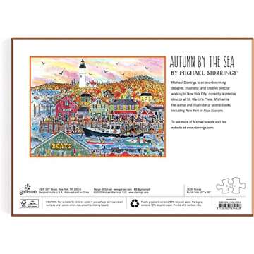 Galison Michael Storrings Autumn by The Sea 1000 Piece Puzzle from Galison - 27" x 20" Beautifully Illustrated Puzzle, Thick & Sturdy Pieces, Perfect Activity for Chilly Fall Weather!