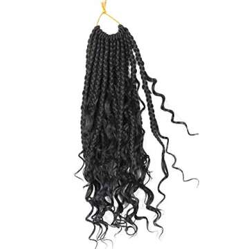 Goddess Box Braids Crochet Hair 14 Inch Boho Crochet Box Braids Pre-looped 8 Pack Bohemian Box Braids Crochet Braids Synthetic Braiding Hair Extensions for Black Women