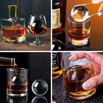TINANA Crystal Clear Ice Ball Maker, 4 Cavity Large Clear Ice Balls Form, 2.5” Round Ice Sphere Trays for Whiskey, Cocktail, Brandy, Bourbon