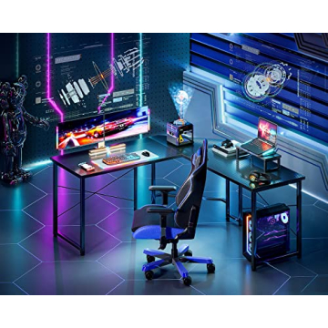 ODK L Shaped Gaming Desk with Monitor Stand and Stability
