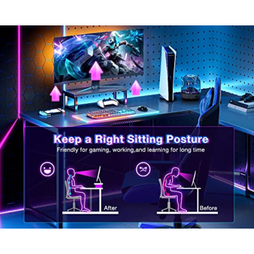 ODK L Shaped Gaming Desk with Monitor Stand and Stability