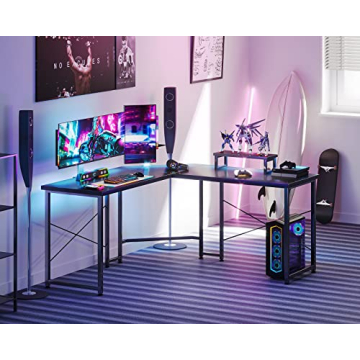 ODK L Shaped Gaming Desk with Monitor Stand and Stability