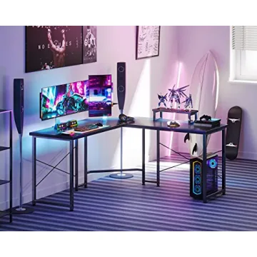 ODK L Shaped Gaming Desk with Monitor Stand and Stability