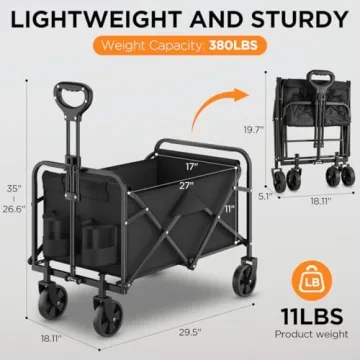 InBrave Heavy-Duty Collapsible Wagon Cart | Foldable & Versatile Utility Cart