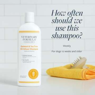 Veterinary Formula Clinical Care Dog Shampoo with Oatmeal and Tea Tree Oil, 16 oz – Gentle Shampoo for Dogs with Dry Skin, Soothes and Adds Moisture to Skin and Coat