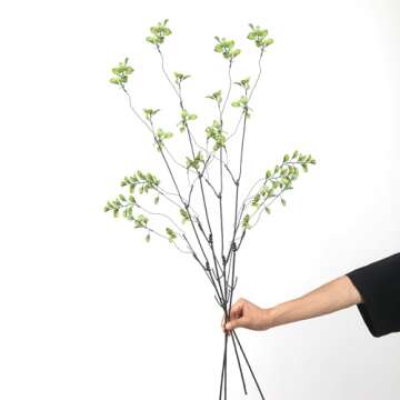 LINSIE 38.5 Inch 4 Pcs Artificial Branches Realistic Ficus Branches，Artificial Greenery Stems, Realistic Touch Flexible Branches, Green Fake Plant, for Home Decor Tables Vases Garden Decoration