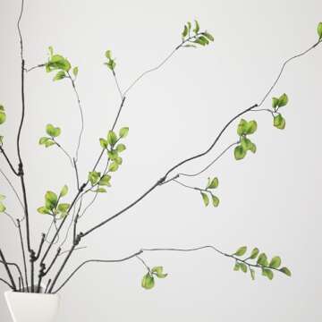 LINSIE 38.5 Inch 4 Pcs Artificial Branches Realistic Ficus Branches，Artificial Greenery Stems, Realistic Touch Flexible Branches, Green Fake Plant, for Home Decor Tables Vases Garden Decoration