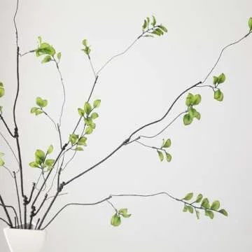 LINSIE 38.5 Inch 4 Pcs Artificial Branches Realistic Ficus Branches，Artificial Greenery Stems, Realistic Touch Flexible Branches, Green Fake Plant, for Home Decor Tables Vases Garden Decoration