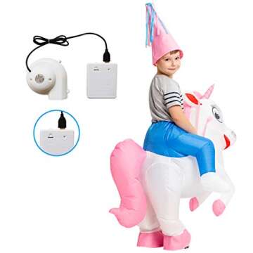 GOOSH Inflatable Unicorn Costume for Kids Halloween Costumes Boys Girls 48IN Funny Blow up Costume for Halloween Party Cosplay