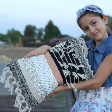 COZYDEKO Decorative Boho-Chic Textured Lumbar Pillow Cover 12”x20” Trendy Moroccan Rustic Throw ...