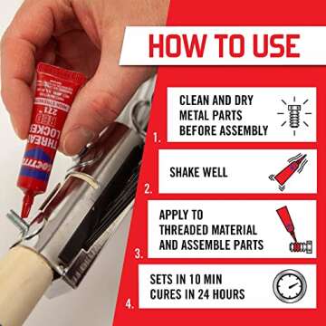 Loctite Threadlocker Red 271 - Permanent Thread Lock Glue for Nuts, Bolts, & Fasteners, High Strength Screw Glue to Prevent Loosening & Corrosion - 6 ml, 1 Pack
