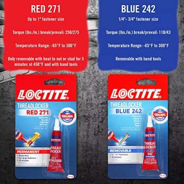 Loctite Threadlocker Red 271 - Permanent Thread Lock Glue for Nuts, Bolts, & Fasteners, High Strength Screw Glue to Prevent Loosening & Corrosion - 6 ml, 1 Pack