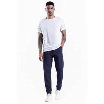 THE GYM PEOPLE Men's Fleece Joggers Pants with Deep Pockets Athletic Loose-fit Sweatpants for Workout, Running, Training (Small, Blue)