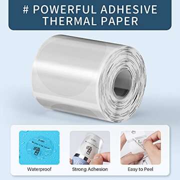 [3x180 pcs] Circle Transparent Thermal Label Paper, Phomemo M110/M220/M120/M200/M221/M150 Printer Round Label, Self-Adhesive Thermal Printer Paper, 1.57"x1.57"(40x40mm) 180 Pcs/Roll, Clear