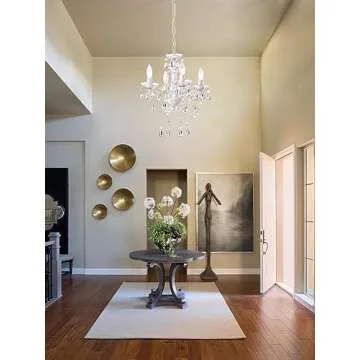 LaLuLa White Chandelier Mini Crystal Chandelier Lighting Small Acrylic Chandelier 4 Light Modern Pendant Light Fixtures for Bedroom