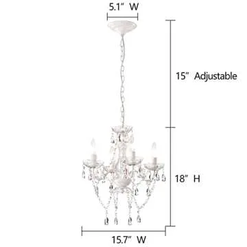 LaLuLa White Chandelier Mini Crystal Chandelier Lighting Small Acrylic Chandelier 4 Light Modern Pendant Light Fixtures for Bedroom