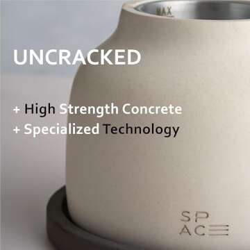 SPACE Tabletop Fire Pit - Outdoor Table Top Fire Pit Bowl - Durable Cement Tabletop Fireplace with Lid - Mini Fire Pit for Patio, Balcony - Burns for 60-70 Minutes - Sleek Curve Design