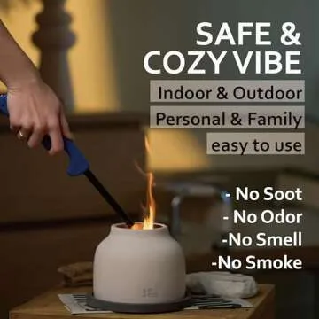 SPACE Tabletop Fire Pit - Outdoor Table Top Fire Pit Bowl - Durable Cement Tabletop Fireplace with Lid - Mini Fire Pit for Patio, Balcony - Burns for 60-70 Minutes - Sleek Curve Design