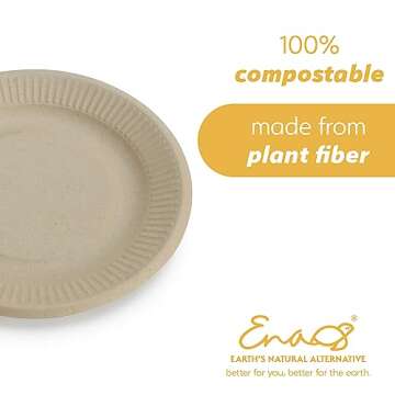 100% Compostable Bamboo Plates - Eco-Friendly Disposable 50 Pack