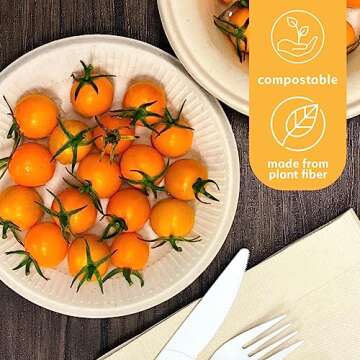 100% Compostable Bamboo Plates - Eco-Friendly Disposable 50 Pack