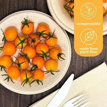100% Compostable Bamboo Plates - Eco-Friendly Disposable 50 Pack