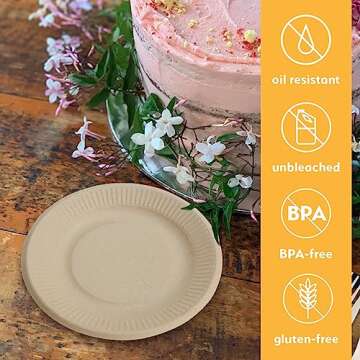 100% Compostable Bamboo Plates - Eco-Friendly Disposable 50 Pack