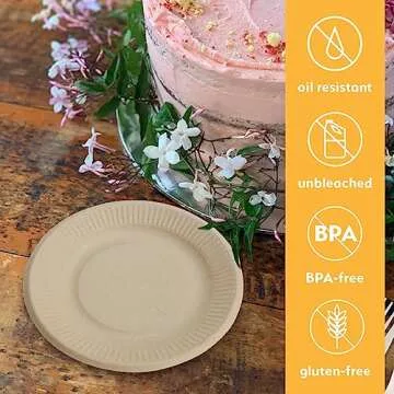 100% Compostable Bamboo Plates - Eco-Friendly Disposable 50 Pack