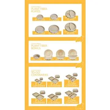 100% Compostable Bamboo Plates - Eco-Friendly Disposable 50 Pack