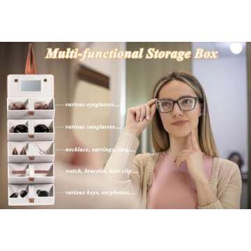 Menoeceus Travel Sunglasses Organizer Case Sunglass Travel Case Multiple Pairs Travel Glasses Case Eyeglasses Storage Holder Box 5 Slot for Women Men