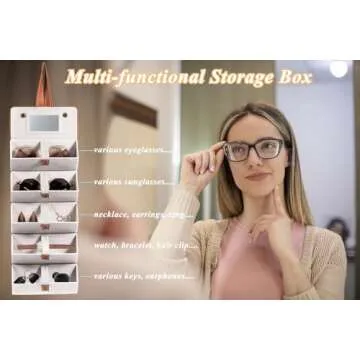 Menoeceus Travel Sunglasses Organizer Case Sunglass Travel Case Multiple Pairs Travel Glasses Case Eyeglasses Storage Holder Box 5 Slot for Women Men