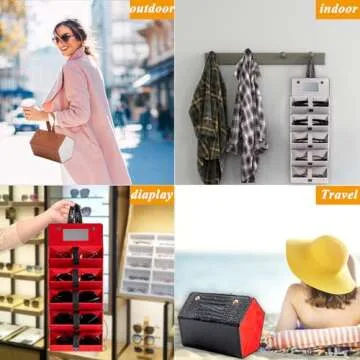 Menoeceus Travel Sunglasses Organizer Case Sunglass Travel Case Multiple Pairs Travel Glasses Case Eyeglasses Storage Holder Box 5 Slot for Women Men