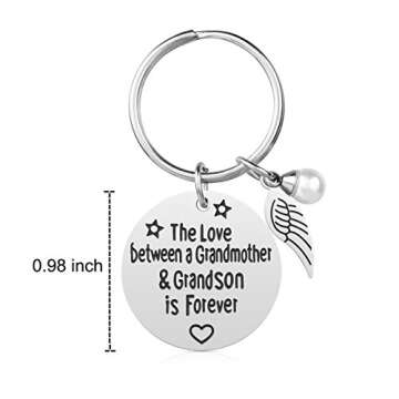 iJuqi Grandma Gift from Grandson - Stainless Steel Grandmother Grandson Keychain Jewelry, The Love b...
