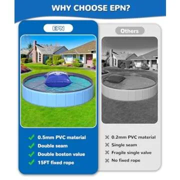 EPN 4 x 4 Ft Pool Pillows for Above Ground Pool, 0.5mm Thick PVC Cold-Resistant Pool Cover Air Pillow with 49.2 Ft Rope, Winterizing Ice Equalizer Inflated Closing Winter Kit for Supporting Pool Cover