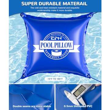EPN 4 x 4 Ft Pool Pillows for Above Ground Pool, 0.5mm Thick PVC Cold-Resistant Pool Cover Air Pillow with 49.2 Ft Rope, Winterizing Ice Equalizer Inflated Closing Winter Kit for Supporting Pool Cover
