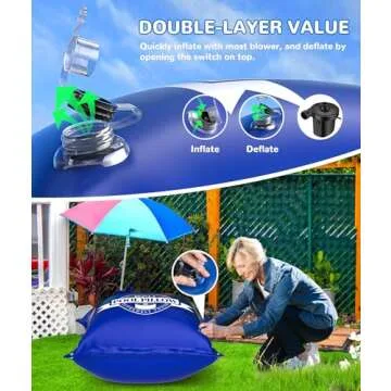 EPN 4 x 4 Ft Pool Pillows for Above Ground Pool, 0.5mm Thick PVC Cold-Resistant Pool Cover Air Pillow with 49.2 Ft Rope, Winterizing Ice Equalizer Inflated Closing Winter Kit for Supporting Pool Cover