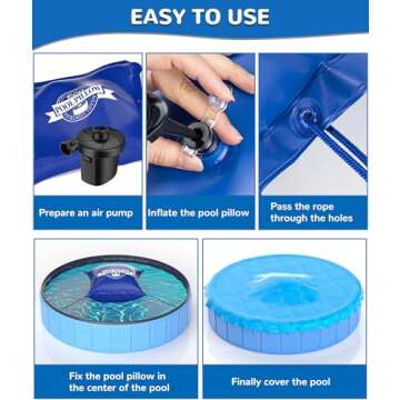 EPN 4 x 4 Ft Pool Pillows for Above Ground Pool, 0.5mm Thick PVC Cold-Resistant Pool Cover Air Pillow with 49.2 Ft Rope, Winterizing Ice Equalizer Inflated Closing Winter Kit for Supporting Pool Cover