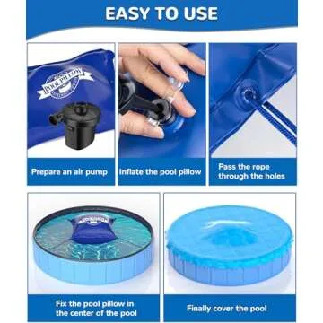 EPN 4 x 4 Ft Pool Pillows for Above Ground Pool, 0.5mm Thick PVC Cold-Resistant Pool Cover Air Pillow with 49.2 Ft Rope, Winterizing Ice Equalizer Inflated Closing Winter Kit for Supporting Pool Cover