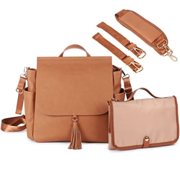 HAHASOLE Leather Diaper Bag Backpack for Stylish Parents